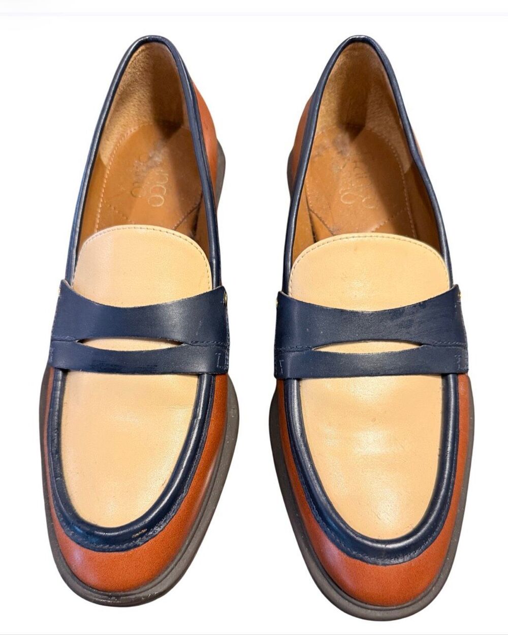 Franco Sarto Women’s Edith Almond Toe Penny Loafers Sz. 7 Preppy Traditional Cla